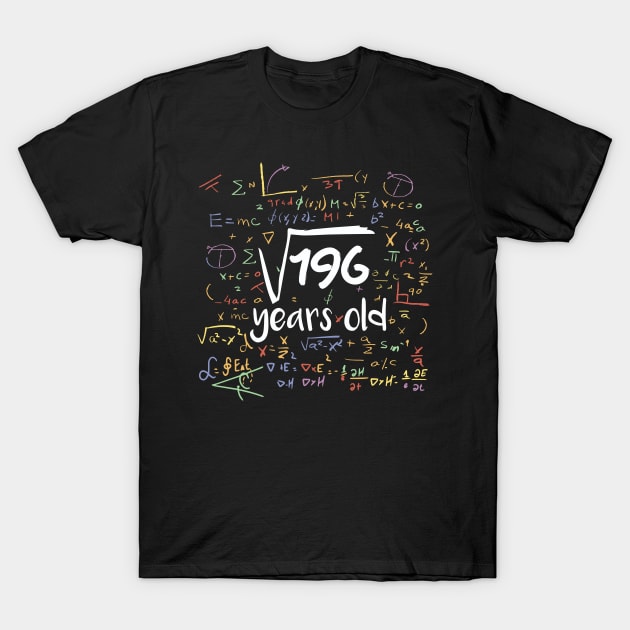 Square Root of 196 Years Old // Funny Math Birthday // 14 Years Old T-Shirt by SLAG_Creative